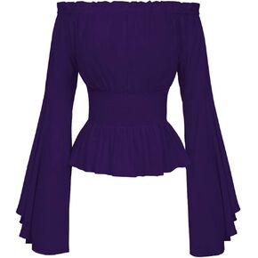 Medieval Women Pirate Blouse Off Shoulder LARP Peasant Chemise Wench Shirt
