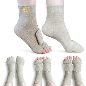 Toe Alignment Socks with Toe Separators for Women and Men Bunions Relief Overlapping Toes Yoga Massage Socks