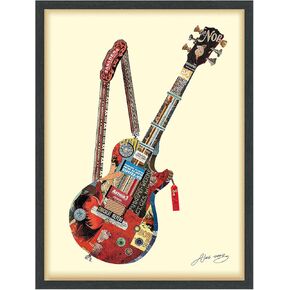 Empire Art Direct Electric Guitar Dimensional Collage Handmade by Alex Zeng Framed Graphic Music Wall Art Ready to Hang, 33" x 25" x 1.4"