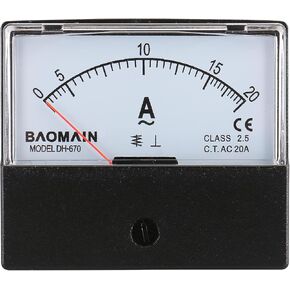 Baomain Ammeter DH-670 AC 0-20A Rectangular Ampere Needle Panel Meter Gauge Amperemeter
