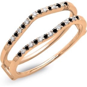 Dazzlingrock Collection Round Alternate Gemstone & White Diamond Wedding Enhancer Guard Ring for Her in Gold