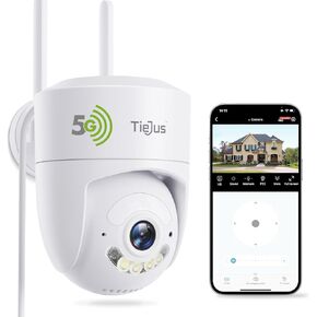 5G WiFi Security Camera Outdoor, 24/7 Recording Wired Security Camera, 2K Cameras for Home Security, Motion Detection and Siren, 360°Auto Tracking, Compatible with Alexa, 2-Way Audio, IP66