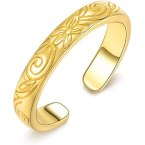 Toe Ring 925 Sterling Silver 14K Gold Plated Open Toe Ring for Women Hawaiian Adjustable Open Size Fits Most Toes for Women Beach Jewelry