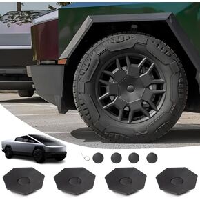 Full Coverage Wheel Center Caps for Tesla Cybertruck Accessories, Rust Resistant Removable ABS Hub Center Caps Custom Design for Cybertruck 2024 (4pcs/Set)