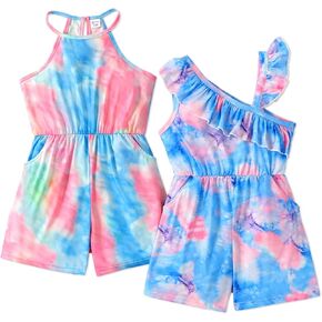 PATPAT Girls 2-Pack Sleeveless Romper Floral Plants Printed Fashion Summer Clothes for Kids Multipack Set 5-12 Years