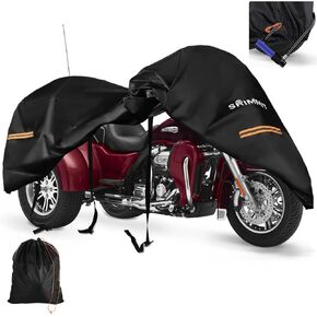 Trike Motorcycle Cover, Covers for 3 Wheel Harley Davidson Waterproof Outdoor Storage, Heavy Duty 420D Oxford Fabric Shelter for Honda, Tri Glide Cover with Zipper for Antenna, Rain Snow Protection
