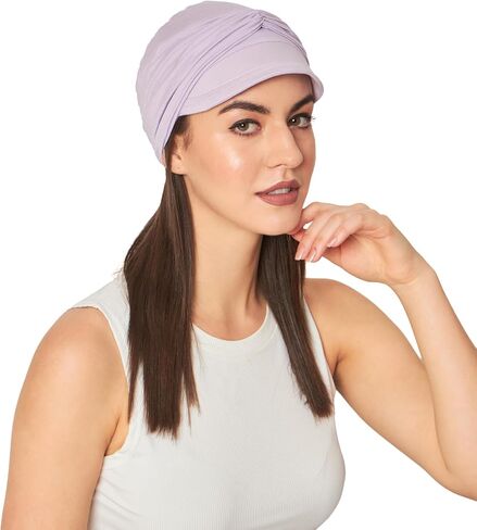 Newsboy Cap for Women Chemo Headwear Bamboo Turban Visor & Detachable Band Chemo Headwear Women (2 Piece) in Saudi Arabia