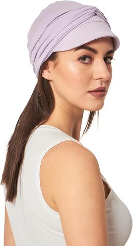 Newsboy Cap for Women Chemo Headwear Bamboo Turban Visor & Detachable Band Chemo Headwear Women (2 Piece) in Saudi Arabia