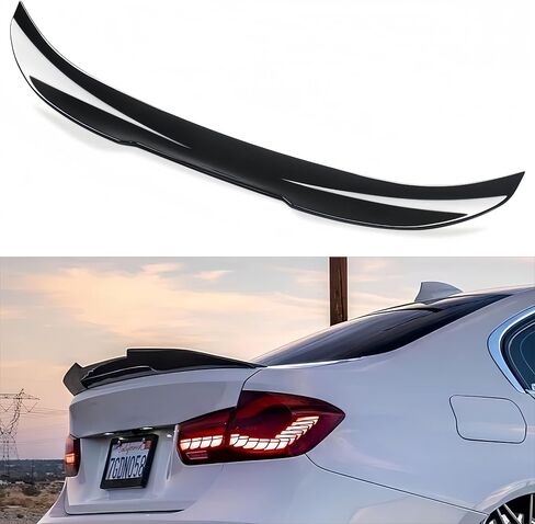 جناح خلفي للسيارة متوافق مع سلسلة 2012-2018 BMW F30 3 و2014-2019 F80 M3 سيدان، طراز PSM منقار البط لـ 318i 320i 325i 328i 330i 335i 340i، شفة جناح عالية الركل (أسود لامع) in Kuwait