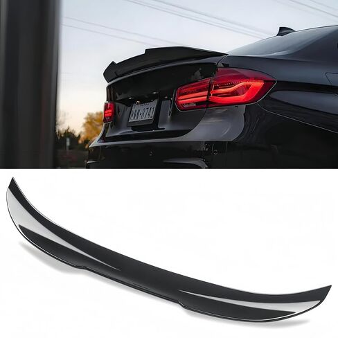 جناح خلفي للسيارة متوافق مع سلسلة 2012-2018 BMW F30 3 و2014-2019 F80 M3 سيدان، طراز PSM منقار البط لـ 318i 320i 325i 328i 330i 335i 340i، شفة جناح عالية الركل (أسود لامع) in Kuwait