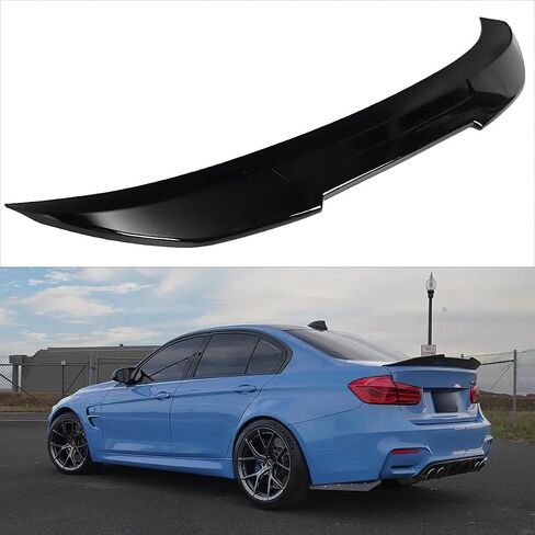 جناح خلفي للسيارة متوافق مع سلسلة 2012-2018 BMW F30 3 و2014-2019 F80 M3 سيدان، طراز PSM منقار البط لـ 318i 320i 325i 328i 330i 335i 340i، شفة جناح عالية الركل (أسود لامع) in Kuwait