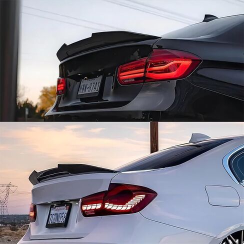 جناح خلفي للسيارة متوافق مع سلسلة 2012-2018 BMW F30 3 و2014-2019 F80 M3 سيدان، طراز PSM منقار البط لـ 318i 320i 325i 328i 330i 335i 340i، شفة جناح عالية الركل (أسود لامع) in Kuwait