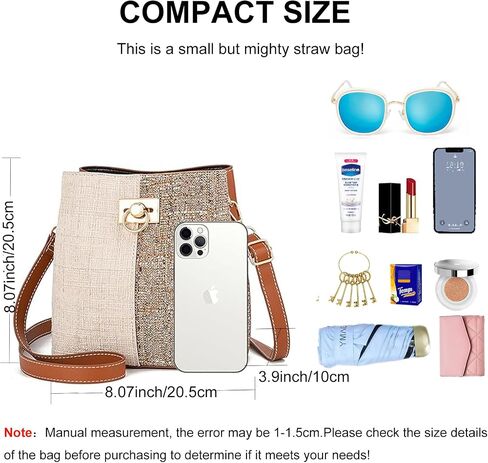 Cross Body Bucket Bag for Woman,Small Two Tone Leather Crossbody Purse,Quick Open Summer Woven Shoulder Handbag in Saudi Arabia