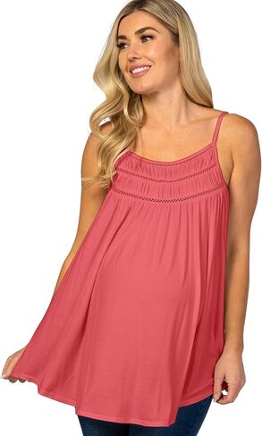 Eliana Lightweight Extra-Stretch Maternity & Nursing Tank Top with Crochet Detail - Maternity Clothes in Saudi Arabia