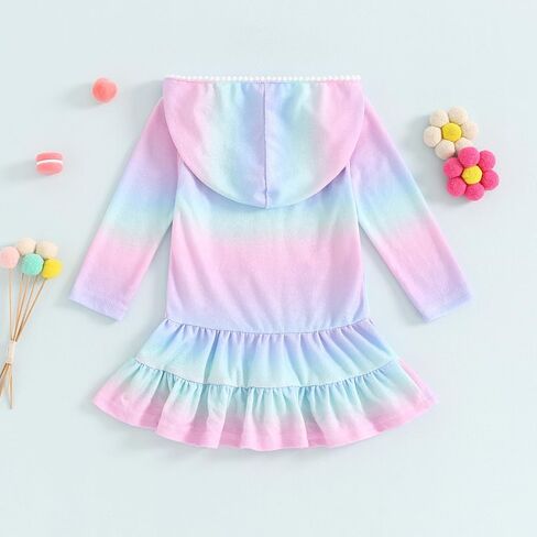 Toddler Girl Swim Cover Up Long Sleeve Floral Zipper Hooded Swimsuit Little Kids Towel Beach Dress Bathing Suit in Saudi Arabia