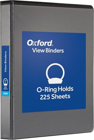 Oxford Ring Binders, 1" Round Ring Binders, View Binder, Covers on 3 Sides, XtraLife Hinge, Non-Stick, PVC-Free, Black, 225 Sheet Capacity (1002546) in Saudi Arabia