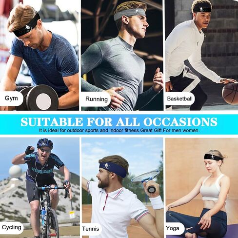 Sweat Bands Headbands Men 3pcs Sports Headbands for Men Women Skull Finger Print Sweatbands for Men Head Bands Mens Workout Cooling Headbands for Men Boys Moisture Wicking Running Headband Men in Saudi Arabia