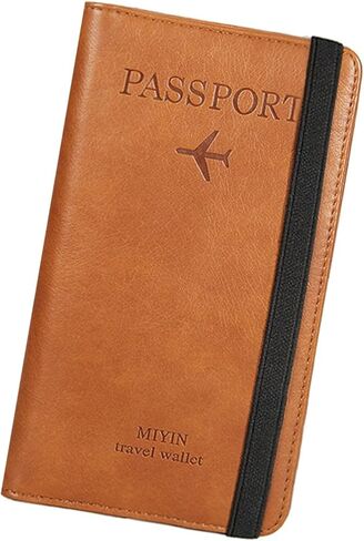 حامل جواز السفر، فتحات بطاقات حامل جواز السفر من الجلد الفاخر للرجال/النساء، منظم مستندات محافظ جواز السفر، حامل جواز السفر العائلي لأساسيات السفر (بني) in Kuwait