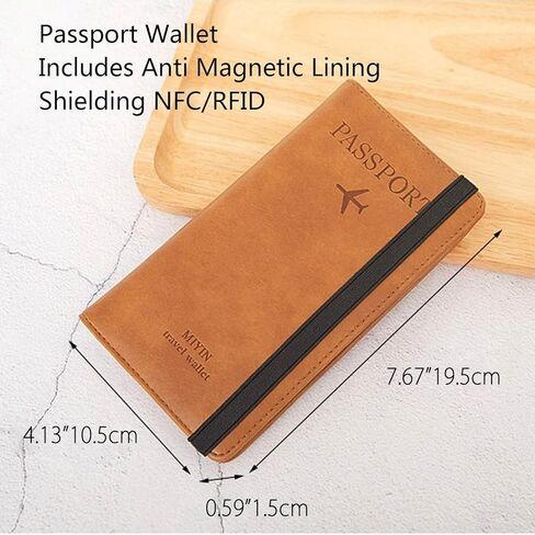 حامل جواز السفر، فتحات بطاقات حامل جواز السفر من الجلد الفاخر للرجال/النساء، منظم مستندات محافظ جواز السفر، حامل جواز السفر العائلي لأساسيات السفر (بني) in Kuwait