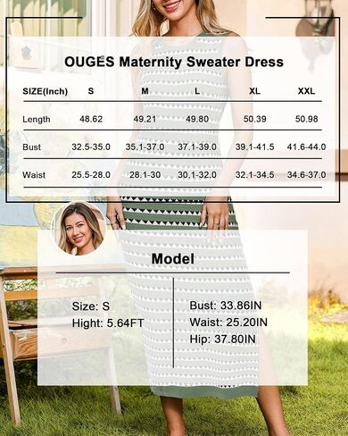 OUGES Women's 2025 Summer Maternity Dress Knit Sleeveless Crewneck Midi Dress Side Slit Striped Bodycon Sweater Dress in Kuwait