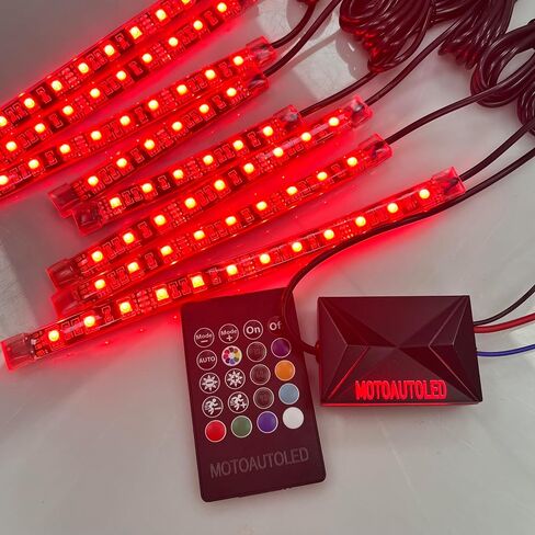 12Pcs RGB Motorcycle LED Underglow Kit Strips Waterproof Multi Color Music Accent Light APP Brake Signal Remote Control Accessories for ATV Can-Am Harley Davidson Honda Kawasaki Suzuki in Saudi Arabia