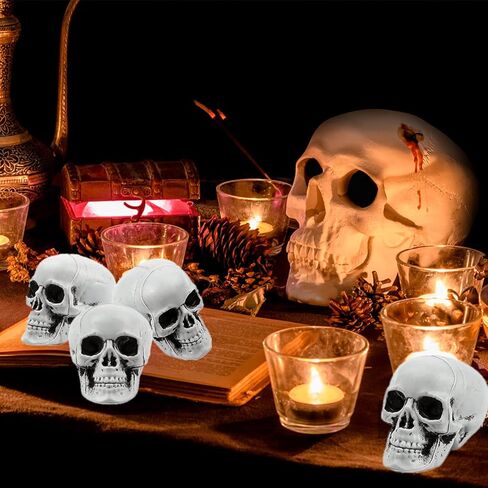 10 قطع جماجم الهالوين رؤوس جمجمة بلاستيكية ذات مظهر واقعي جماجم رأس هيكل عظمي بشري جماجم صغيرة لحفلات الهالوين منزل مسكون دعائم بار ديكور طاولة المنزل، 1.8 × 1.8 × 2.4 بوصة in Kuwait