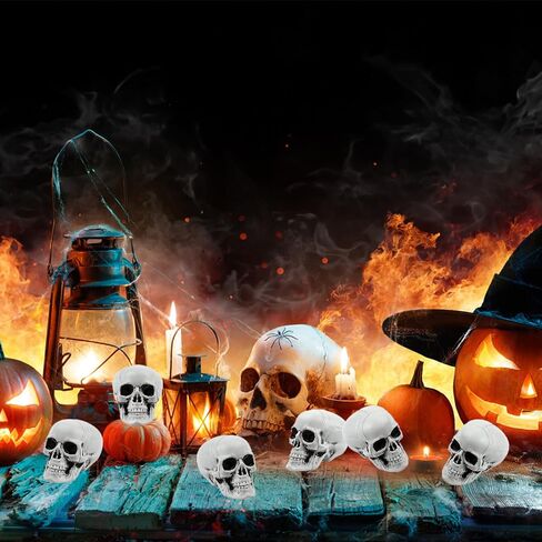 10 قطع جماجم الهالوين رؤوس جمجمة بلاستيكية ذات مظهر واقعي جماجم رأس هيكل عظمي بشري جماجم صغيرة لحفلات الهالوين منزل مسكون دعائم بار ديكور طاولة المنزل، 1.8 × 1.8 × 2.4 بوصة in Kuwait