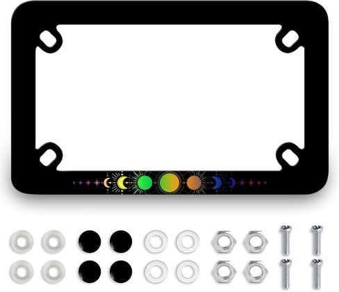 Beach Motorcycle License Plate Frame Stainless Steel Metal Colorful Hawaii Plate Frame 4 Holes Waterproof Tag Holder Summer Motorcycle Accessory with Screws Nut Caps 7.7" x 4.5" for Bike Motorcycle in Saudi Arabia