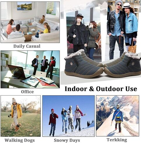 Eagsouni Womens Mens Snow Boots Winter Shoes Slip On Ankle Booties Anti-Slip Water Resistant Fully Fur Lined Outdoor Sneakers in Kuwait