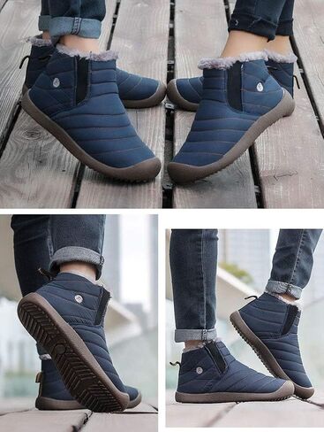 Eagsouni Womens Mens Snow Boots Winter Slip On Shoes | Unisex Warm Fur Lined Slip-On House Shoes,Rubber Sole，Anti Slip,Water Resistant，Comfortable，Indoor Outdoor Daily Walking in Saudi Arabia