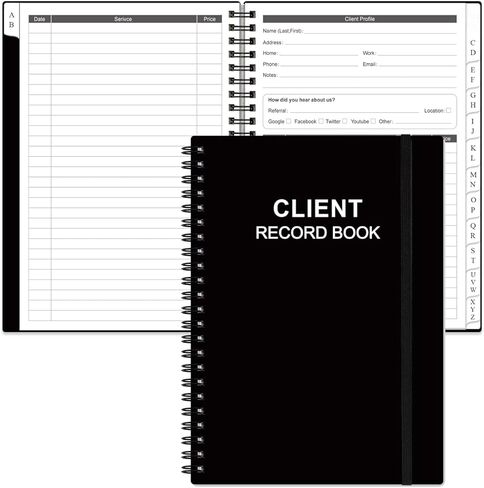 Client Record Book - Hair Stylist Client Profile Book-Binder and Client Record Cards with A-Z Alphabetical Tabs for Salons, Hair Stylist, Nail, Small Business, Rose Leaf in Saudi Arabia