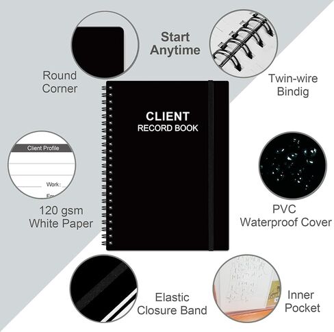 Client Record Book - Hair Stylist Client Profile Book-Binder and Client Record Cards with A-Z Alphabetical Tabs for Salons, Hair Stylist, Nail, Small Business, Rose Leaf in Saudi Arabia