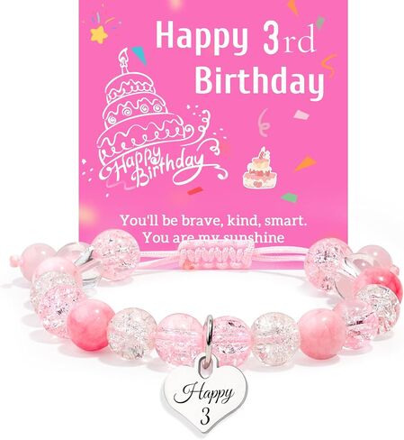 Birthday Bracelets Gifts for 1 2 3 4 5 6 7 8 Year Old Girls, Pink and white crystals Heart Charms Bracelets, Birthday Gifts for Girls Daughter Granddaughter Niece in Kuwait