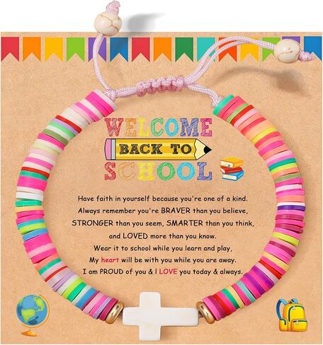 First Day of School Gift Kindergarten Prek Bracelet Mommy and Me Bracelets Back to School Gifts Adjustable Cross Bracelets for Kids Girls Boys Jewelry Gift in Saudi Arabia