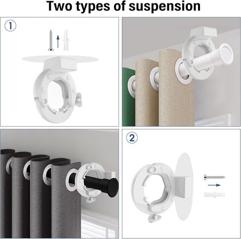 Adhesive Curtain Rod Holders,No Drill Curtain Rod Bracket, Removable Curtain Rod Holder,Adjustable Curtain Rod Brackets for Wall (White 6 PCS) in Saudi Arabia
