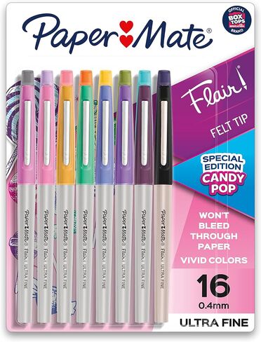 Paper Mate Flair Felt Tip Pens, Ultra Fine Point, Limited Edition Candy Pop Pack, Box of 16 in Saudi Arabia
