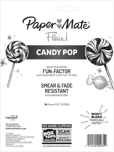 Paper Mate Flair Felt Tip Pens, Ultra Fine Point, Limited Edition Candy Pop Pack, Box of 16 in Saudi Arabia