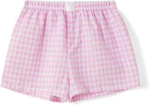 Y2k Women Plaid Gingham Boxer Shorts Wide Leg Checkered Striped Pajama Boxers Low Rise Lounge Pj Bottoms Sleep in Saudi Arabia