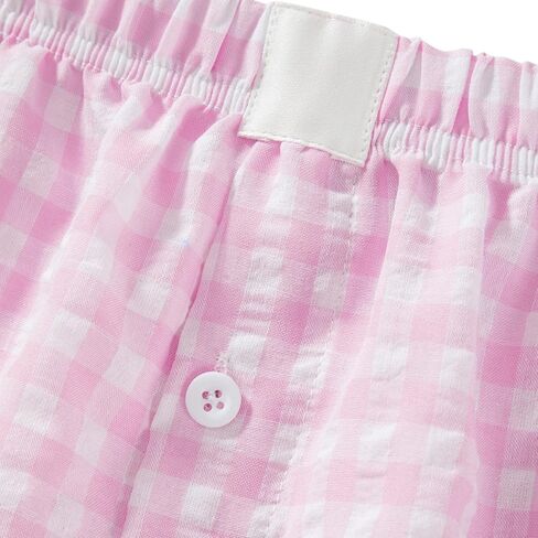 Y2k Women Plaid Gingham Boxer Shorts Wide Leg Checkered Striped Pajama Boxers Low Rise Lounge Pj Bottoms Sleep in Saudi Arabia