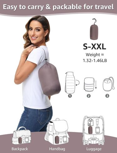 سترة منتفخة للسيدات من ROYAL MATRIX قابلة للتعبئة معطف منتفخ خفيف الوزن مع غطاء للرأس سترات منتفخة طويلة للشتاء الدافئ للسفر in Kuwait