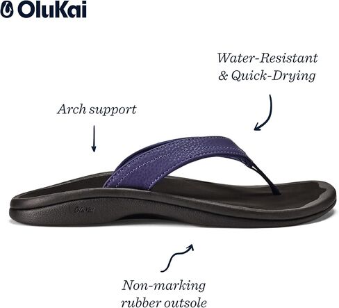 صنادل الشاطئ النسائية من OLUKAI Ohana، شرائح قلاب سريعة الجفاف، مقاومة للماء، نعل رطب ووسادة قدم مصبوبة مضغوطة in Kuwait
