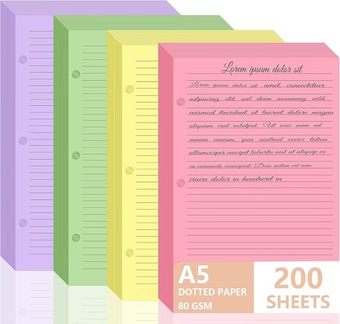 200 sheet Half Letter Lined Paper 3 Hole Punch 5-1/2 x 8-1/2 College Ruled Loose Leaf Notebook Paper Lined Refills Paper Colored Wide Ruled Paper Mini Binder Paper Fits 3 Ring Binders For Office in Saudi Arabia