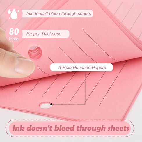 200 sheet Half Letter Lined Paper 3 Hole Punch 5-1/2 x 8-1/2 College Ruled Loose Leaf Notebook Paper Lined Refills Paper Colored Wide Ruled Paper Mini Binder Paper Fits 3 Ring Binders For Office in Saudi Arabia