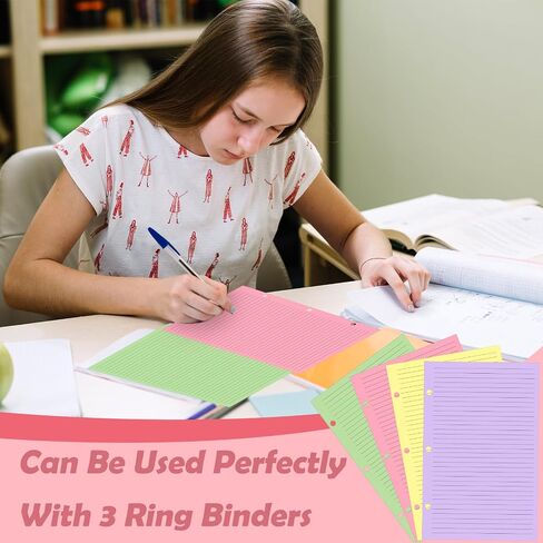200 sheet Half Letter Lined Paper 3 Hole Punch 5-1/2 x 8-1/2 College Ruled Loose Leaf Notebook Paper Lined Refills Paper Colored Wide Ruled Paper Mini Binder Paper Fits 3 Ring Binders For Office in Saudi Arabia