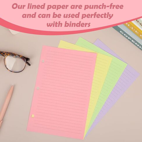 200 sheet Half Letter Lined Paper 3 Hole Punch 5-1/2 x 8-1/2 College Ruled Loose Leaf Notebook Paper Lined Refills Paper Colored Wide Ruled Paper Mini Binder Paper Fits 3 Ring Binders For Office in Saudi Arabia