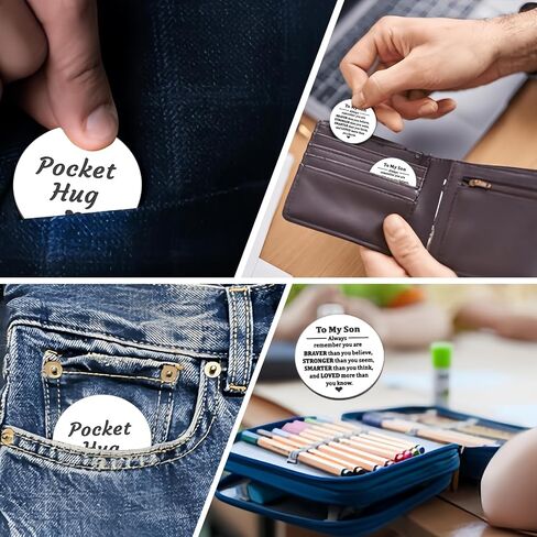 Back to School Off to College Gifts, Son Gifts for High School Seniors, To My Son Pocket Hug Keychain, Adult Son Gift Ideas, Son Birthday Gifts from Mom Dad, Long Distance Relationship Gifts for Son in Saudi Arabia