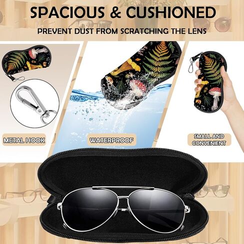 Glasses Case Eyeglass Sunglasses Zipper Soft Neoprene Ultra Light Pouch Metal Belt Clip Aesthetic Women Men in Saudi Arabia