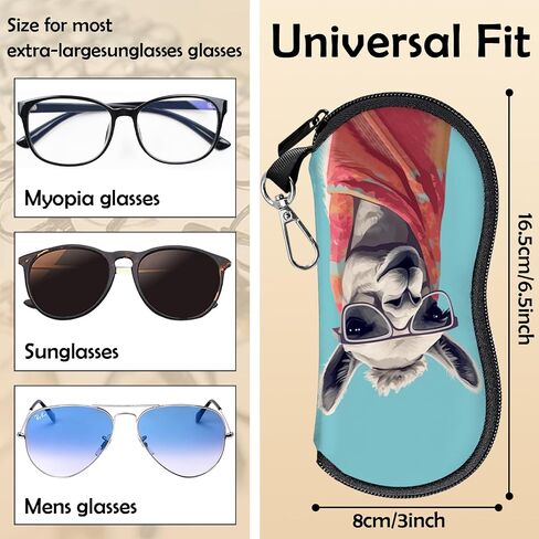 Glasses Case Eyeglass Sunglasses Zipper Soft Neoprene Ultra Light Pouch Metal Belt Clip Aesthetic Women Men in Saudi Arabia