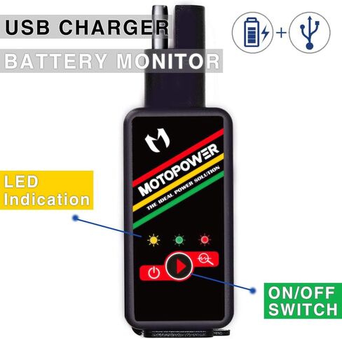 MOTOPOWER MP0620B 4.2Amp دراجة نارية شاحن USB مزدوج SAE إلى محول USB مع التحكم في مفتاح مراقبة البطارية in Kuwait
