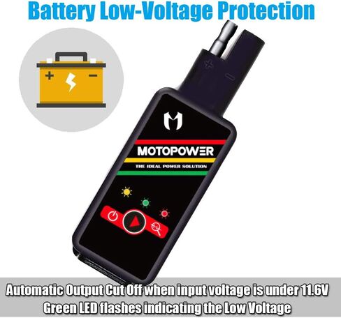 MOTOPOWER MP0620B 4.2Amp دراجة نارية شاحن USB مزدوج SAE إلى محول USB مع التحكم في مفتاح مراقبة البطارية in Kuwait